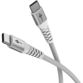 Мягкий текстильный кабель USB-C диаметром 4 мм, 0,5 м, 3 А, белый металлический штекер