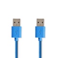 USB Cable | USB 3.2 Gen 1 | USB-A Male | USB-A Male | 5 Gbps | Nickel Plated | 1.00 m | Round | PVC | Blue | Envelope