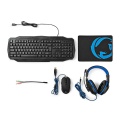 Gaming Combo Kit | 4-in-1 | Keyboard, Headset, Mouse and Mouse Pad | Black / Blue | QWERTY | US Layout