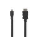 High Speed HDMI™ Cable with Ethernet | HDMI™ Connector | HDMI™ Micro Connector | 4K@30Hz | 10.2 Gbps | 1.50 m | Round | PVC | Black | Envelope