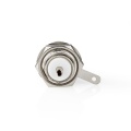 PL259 Connector | Straight | Female | Nickel Plated | 75 Ohm | Chassis | Cable input diameter: 5.0 mm | Metal | Silver | 25 pcs | Polybag