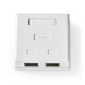 Network Wall Box | On-Wall | 2 port(s) | UTP CAT6 | Straight | Female | Gold Plated | PVC | White | Box