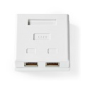 Network Wall Box | On-Wall | 2 port(s) | STP CAT6 | Straight | Female | Gold Plated | PVC | White | Box