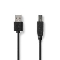 USB Cable | USB 2.0 | USB-A Male | USB-B Male | 480 Mbps | Nickel Plated | 2.00 m | Round | PVC | Black | Label