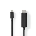 USB-C™ Adapter | USB 3.2 Gen 1 | USB-C™ Male | HDMI™ Connector | 4K@60Hz | 1.00 m | Round | Nickel Plated | PVC | Black | Label