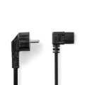 Power Cable | Plug with earth contact male | IEC-320-C13 | Angled | Angled | Nickel Plated | 10.0 m | Round | PVC | Black | Label