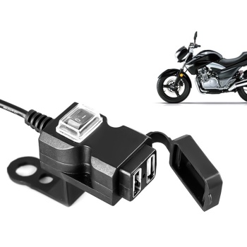 Mootorratta USB-A  2.1A/1A, 9V-24V laadija juhtraua külge