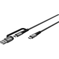 2in1 USB Textile Cable, Space Grey/Silver, 1 m