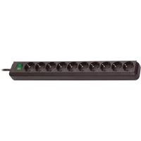 Extension Socket Eco-Line 10-Way 3.00 m Black - Protective Contact TYPE F