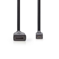 Micro HDMI pistik-HDMI pesa üleminek 20cm juhe Must