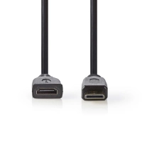 Mini HDMI pistik-HDMI pesa üleminek 20cm juhe Must