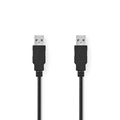 USB A-A 2.0 kaabel 2m vask, Must