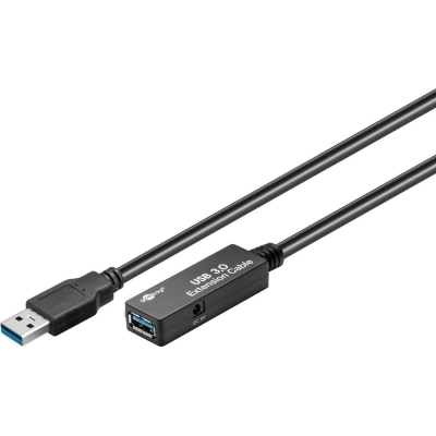 USB 3.0 pikenduskaabel 5m võimendiga Must