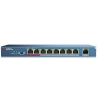 8x PoE toitesöötja Hikvision Switch,1x tavaline 115W, Must