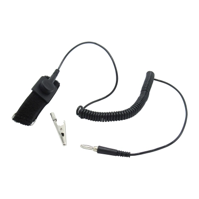 Antistatic arm strap + cord with 4mm banana plug, black