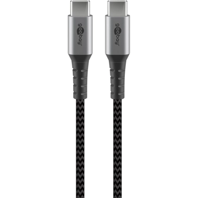 USB-C - USB-C kaabel 1m 3A hall tekstiil metall pistikud