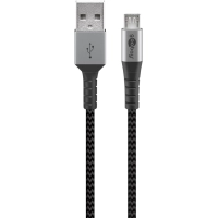 USB-A - USB Micro B kaabel 2m 3A hall tekstiil metall pistik