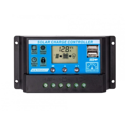 Päikesepaneeli kontroller LCD 10A 12V/24V USB