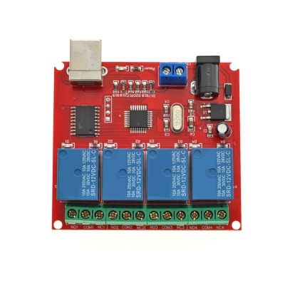 Relee moodul 4 kanalit SPDT 12VDC 250VAC 10A USB