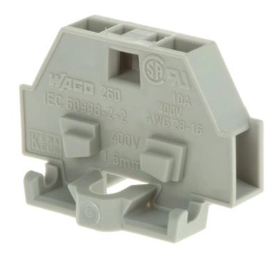 WAGO - 260-301 - DIN Rail Mount Terminal Block, 2 Ways, 28 AWG, 16 AWG, 1.5 mm², Clamp, 18 A