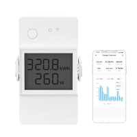 Sonoff PowR320D WiFi switch power consumption display LCD DIN