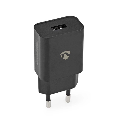 Toiteadapter laadija USB 5V 2.4A, must, plug-in