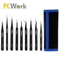 Set of tweezers 9 pcs ESD120-140mm black