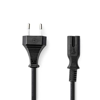 230VAC power cord 3m Euro direct - C7 direct black