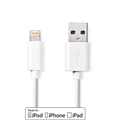 USB 2.0 - Apple Lightning кабель 2m, белый MFI