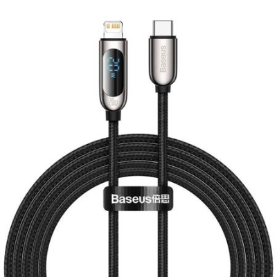 Cable USB-C to lightning with display 2m 20W, Baseus, black