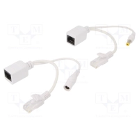 POE toitesöötja komplekt RJ45 DC 5.5/2.1mm valge 15cm