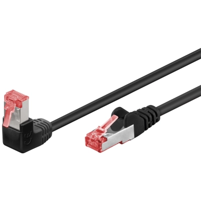 Patch cable 90° Angled 5m CAT6 Cu S/FTP LSZH black