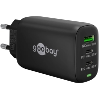 USB-C PD 3x Multiport Fast Charger (65 W), USB-A 18W 2xUSB-C 27W, 65W, black