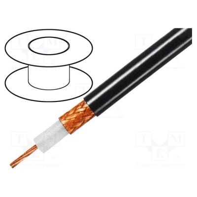 Wire: coaxial; RG213U; stranded; Cu; PVC; black;  Øcable: 10.4mm