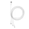 USB kolmikkaabel USB-C, Lightning, Micro B 1.5m valge