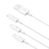 USB kolmikkaabel USB-C, Lightning, Micro B 1.5m valge