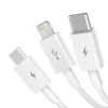 USB kolmikkaabel USB-C, Lightning, Micro B 1.5m valge