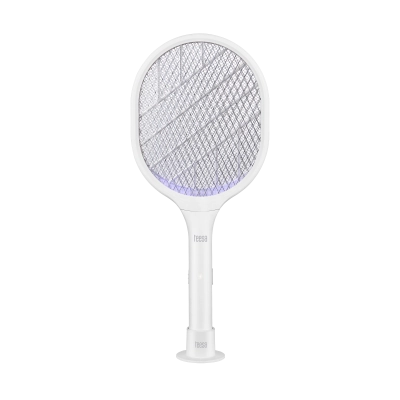 Electric fly swatter 2in1 UV lamp with battery and charger white