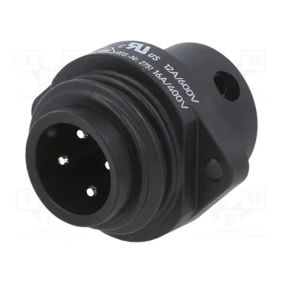 Connector: circular; 692,693,RD24; 600V; PIN: 4; socket; male; 16A