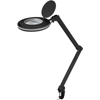 LED suurenduslamp klambriga, 9 W, must