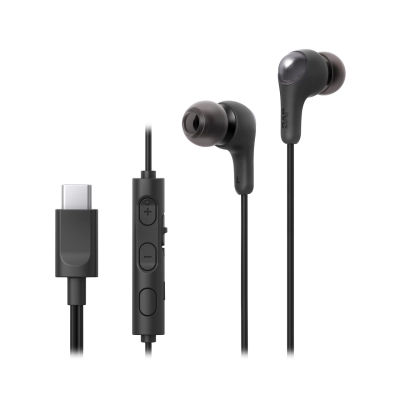 Small wired earbuds, black, USB-C, 1.2m, microphone