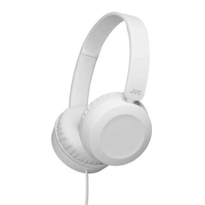 Large foldable headphones, microphone, white 1.2m cord JVC.