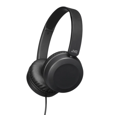 Large foldable headphones, microphone, black 1.2m cord JVC.