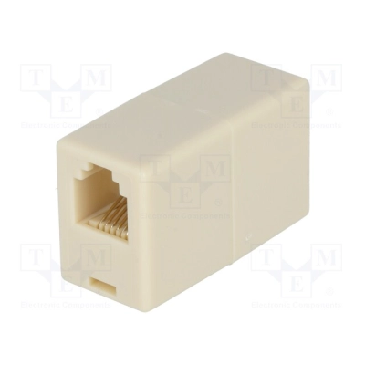 RJ12 socket-RJ12 socket transition adapter, extension connection, cream