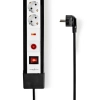 Extension cord with 10 sockets, fuse, 16A, 3m, 3g1.5, with switch, black-white