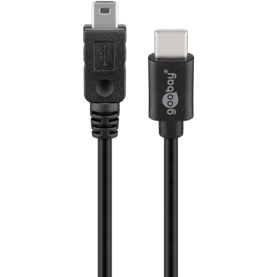 USB-C pistik - USB mini B pistik kaabel 0.5m must