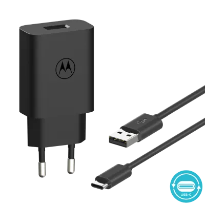 USB Charger 20W TurboPower20 USB-A USB-C 1m Cable Black