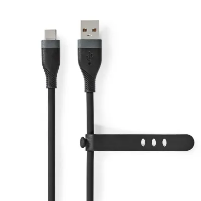 USB-A - USB-C 2.0 силиконовый кабель 1.5m 15W 480MBPS черный