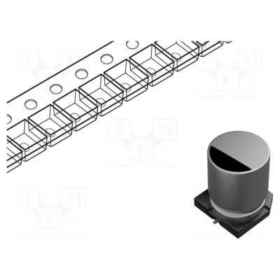 Elektrolüüt kondensaator SMD; 100uF; 16VDC; Ø6.3x5.4mm, -40...85°C