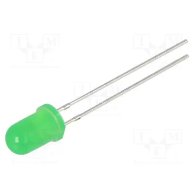 LED; 5mm; green; 1560÷2180mcd; 30°; Front: convex; 3÷5VDC; -30÷85°C